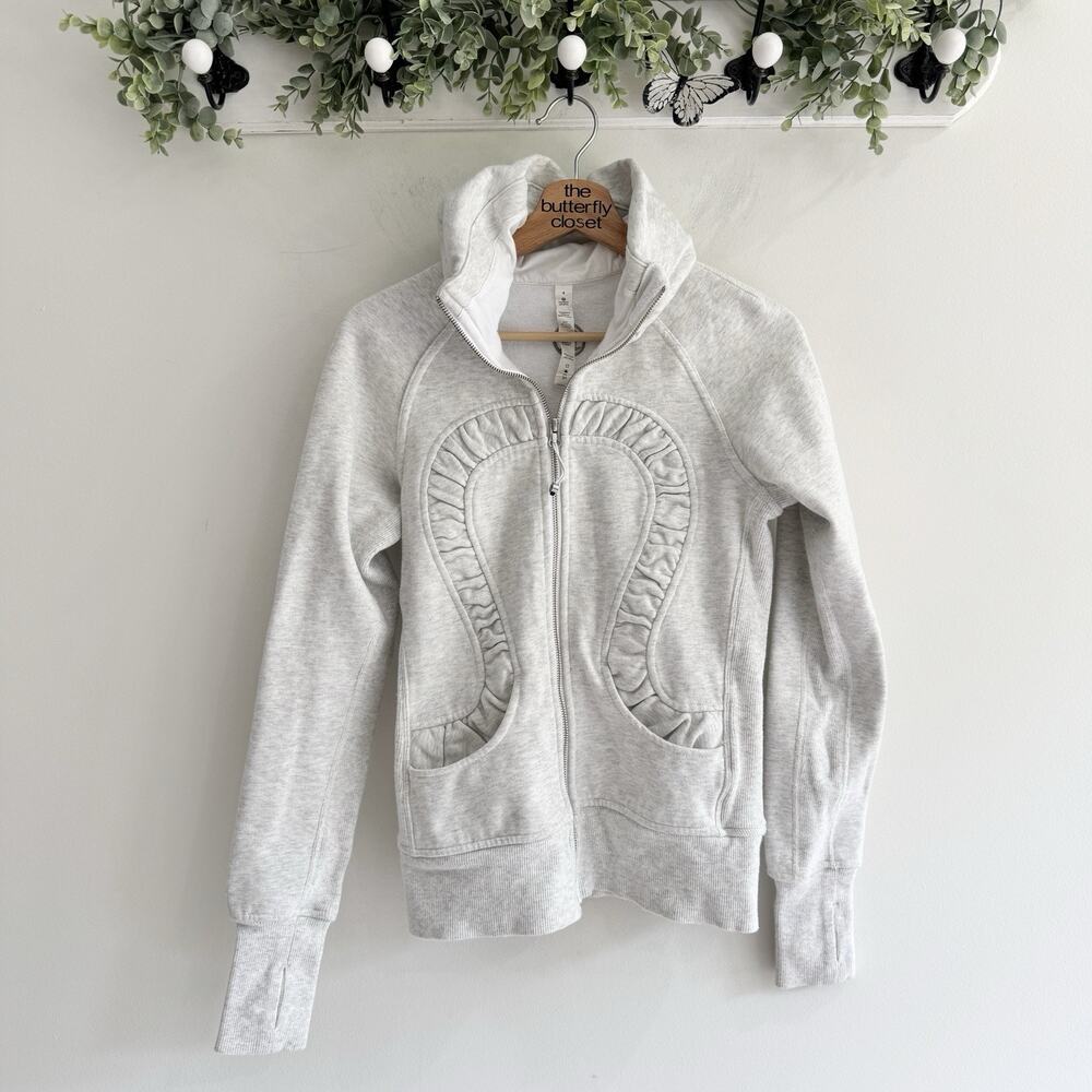 Lululemon Cuddle Up Jacket Light Grey sparkle Size 4 #cp pockets athletic